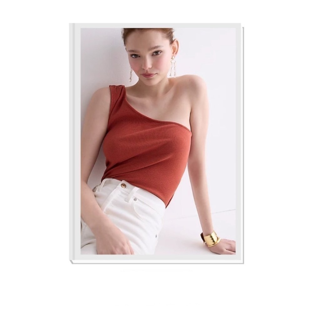 J. Crew one shoulder vintage rib top size M orange rust asymmetrical